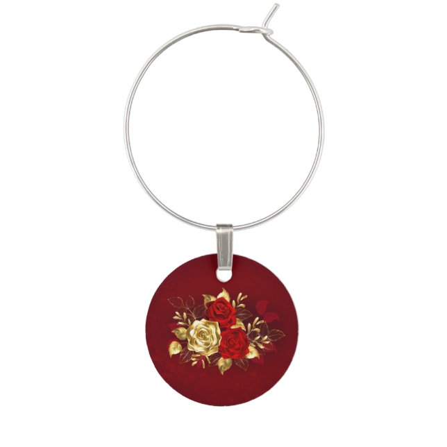 Three Jewelry Roses Wine Charm (Front)