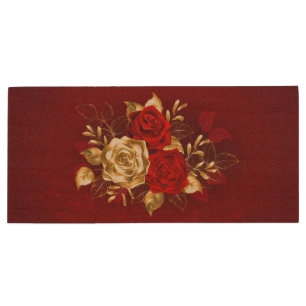 Three Jewelry Roses Wood Flash Drive