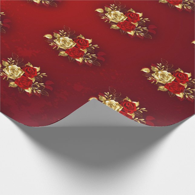 Three Jewelry Roses Wrapping Paper (Corner)