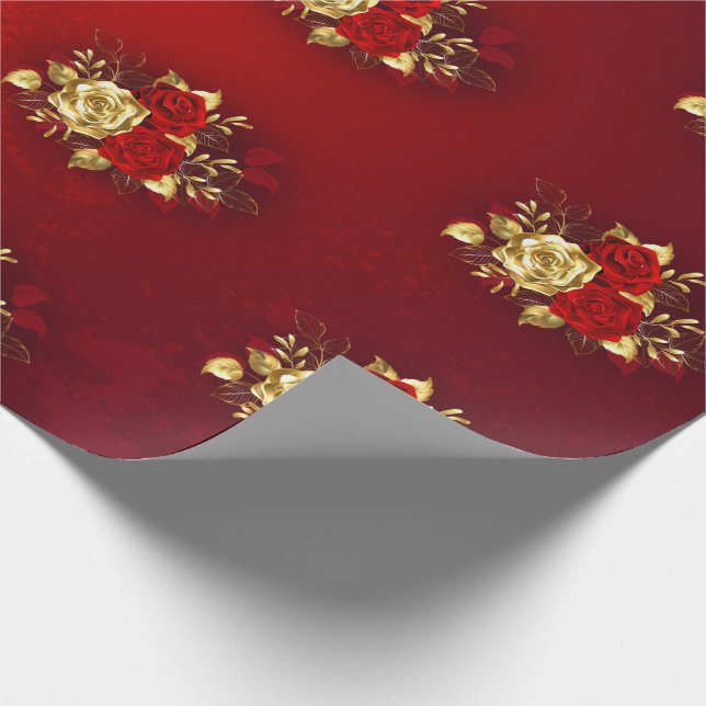 Three Jewelry Roses Wrapping Paper (Corner)