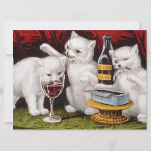 Three Jolly Kittens at the Feast Card