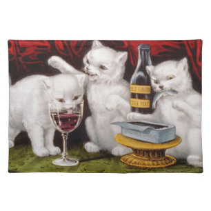 Three Jolly Kittens at the Feast Cloth Placemat