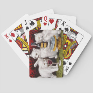 Three Jolly Kittens at the Feast Poker Cards