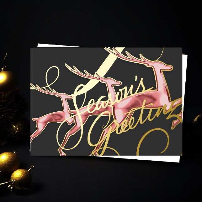 Three Jumping Deer Light Pink Foil Holiday Card (Creator Uploaded)