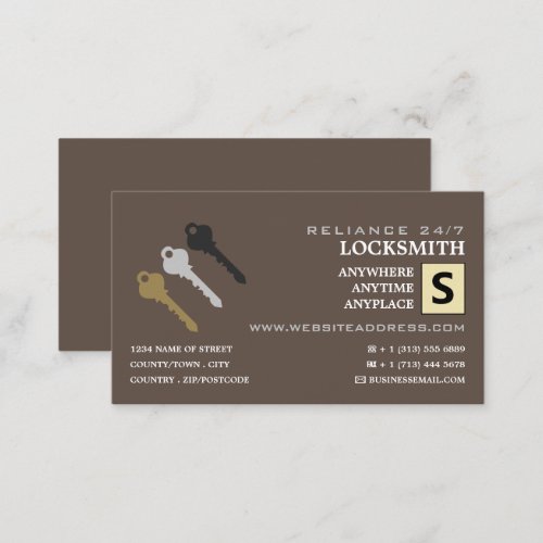 Three Keys  Logo Locksmith Business Card