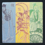 Three Kingdoms Stone Coaster<br><div class="desc">This design depicts some of the great strategists of the Three Kingdoms period of China. Featuring,  Sima Yi of Wei,  Zhou You of Wu and Zhuge Liang of Shu.</div>