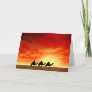 Three Kings and red sunset Card