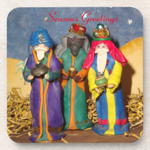 Three kings bearing gifts for baby Jesus christmas Beverage Coaster