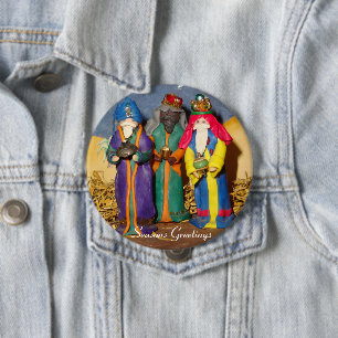 Three kings bearing gifts for baby Jesus christmas Button