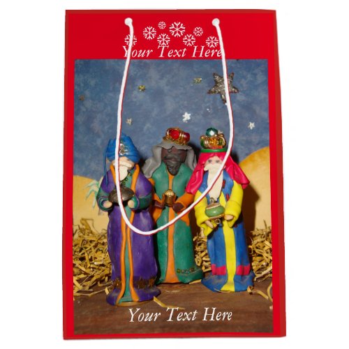 Three kings bearing gifts for baby Jesus christmas Medium Gift Bag