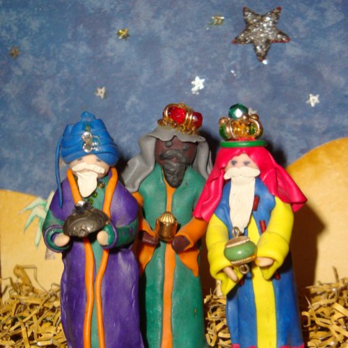 Three kings bearing gifts for baby Jesus christmas Square Sticker