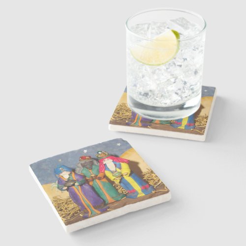 Three kings bearing gifts for baby Jesus christmas Stone Coaster