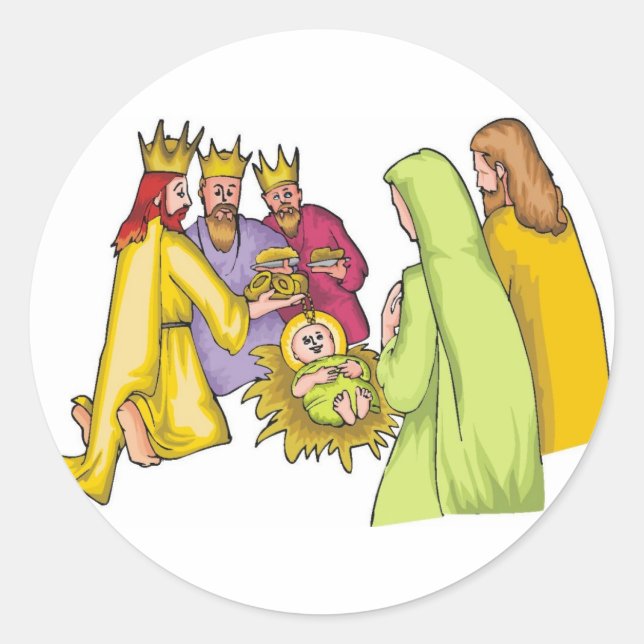 Three Kings Birth Christ Classic Round Sticker (Front)
