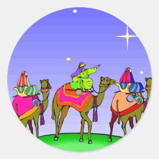 Three Kings Follow Christmas Star Classic Round Sticker