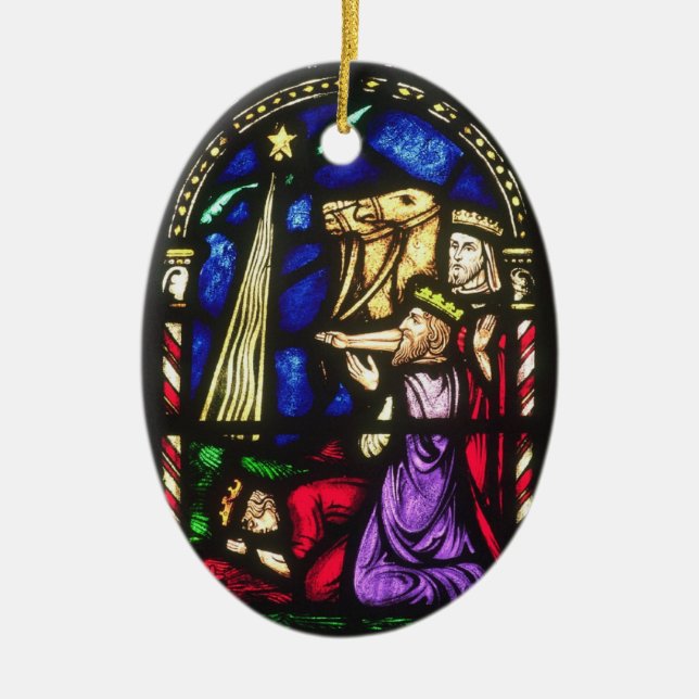 Three Kings Following the Star Ceramic Ornament (Front)