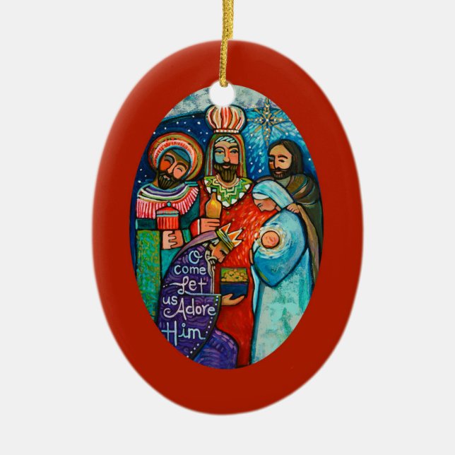 Three Kings, Let us Adore Him Christmas ornament (Front)