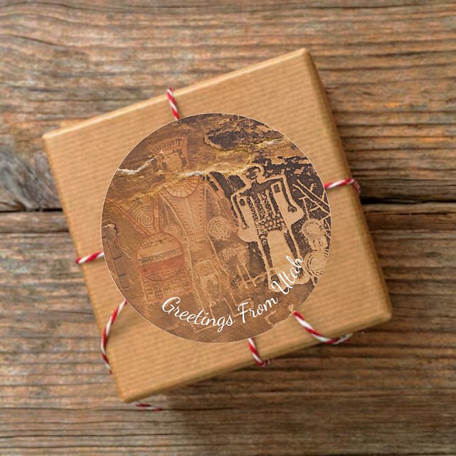 Three Kings Petroglyph Mcconkie  Ranch Utah  Classic Round Sticker (Creator Uploaded)