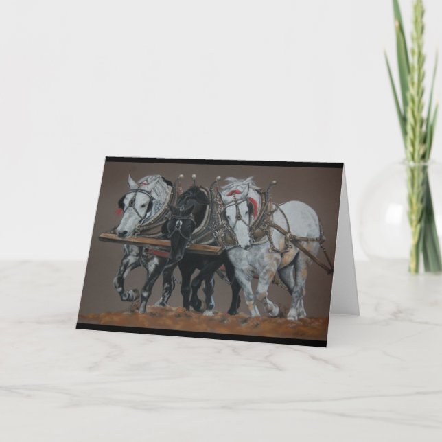 Three Kings-Plow Horses greeting Card (Front)