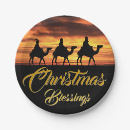 Three Kings Riding Camels | Christmas Blessings Paper Plates