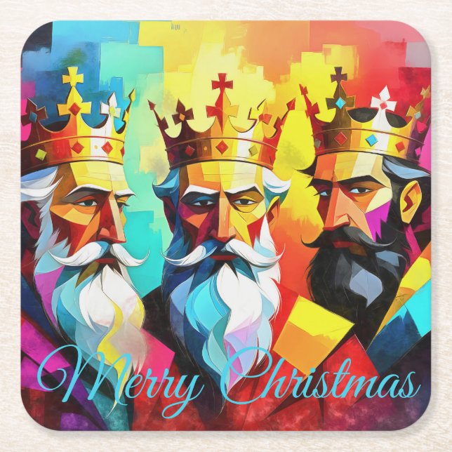 Three Kings Square Paper Coaster (Front)