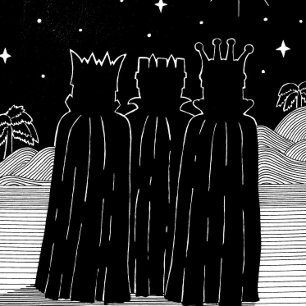 Three kings star black and white christmas design wrapping paper
