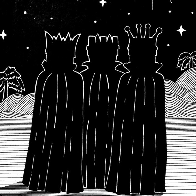 Three kings star black and white christmas design wrapping paper (Creator Uploaded)
