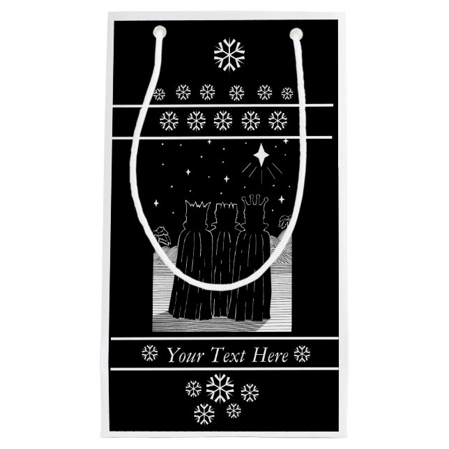 Three kings star black and white christmas small gift bag (Front)