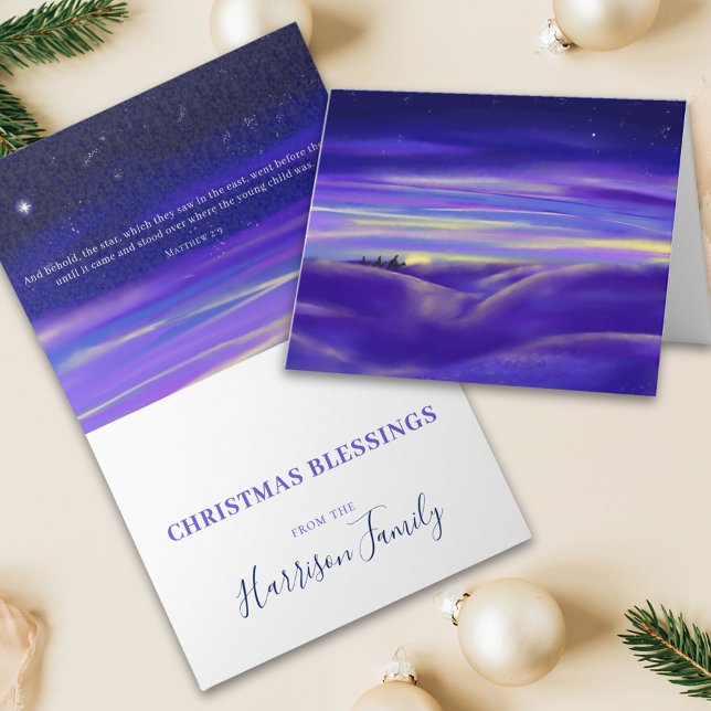Three Kings watercolor Personalized Holiday Card (Three wise men watercolor christmas blessings bible quote personalized holiday card )