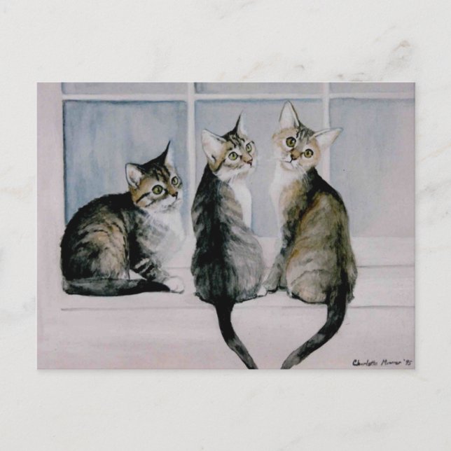 "Three Kittens" Art Reproduction Postcards (Front)