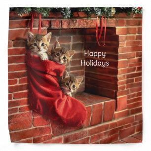 Three kittens in a Christmas Stocking Bandana