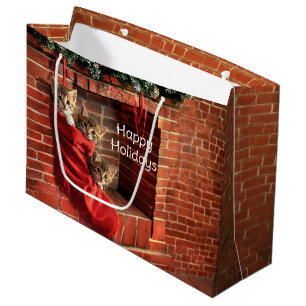 Three kittens in a Christmas Stocking Gift Bag