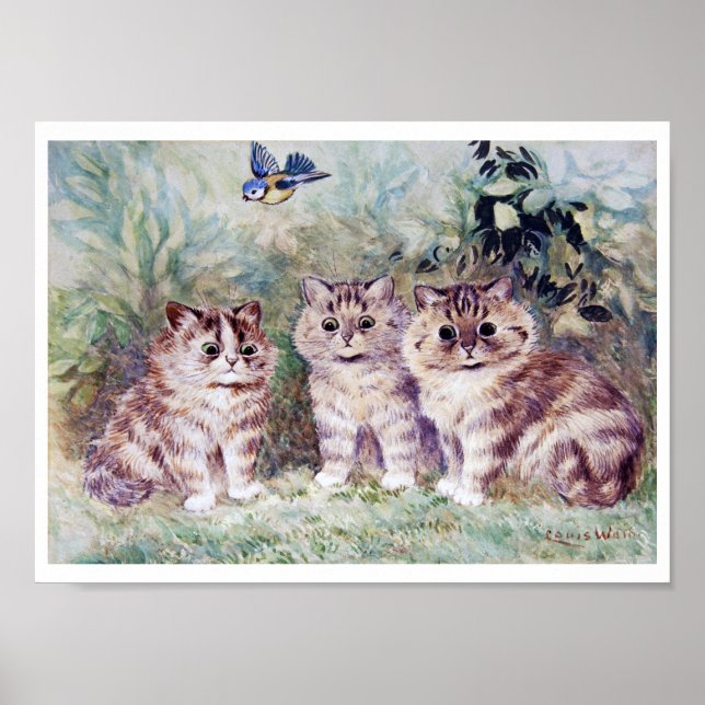 Three Kittens, Louis Wain Poster (Front)