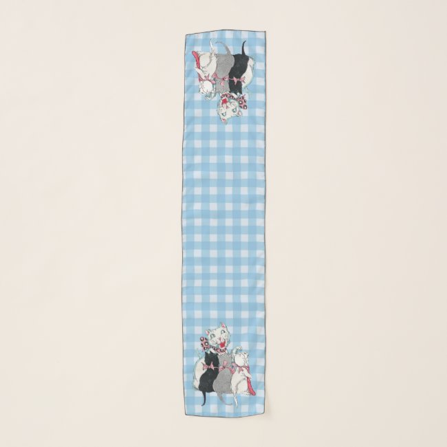 Three Kittens Sitting With Mother Cat on Plaid