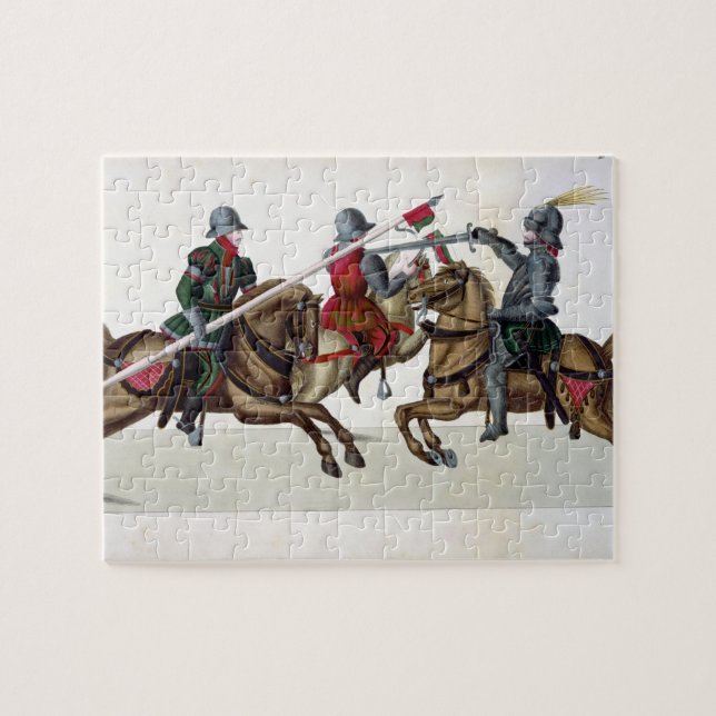 Three knights at a tournament, plate from 'A Histo Jigsaw Puzzle (Horizontal)