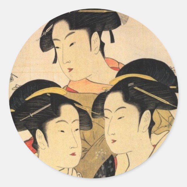 Three Known Beauties Japanese Art Sticker (Front)