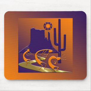 Three Kokopelli on the Golden Road Mouse Pad