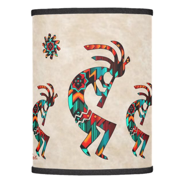 Three Kokopelli Playing Flute Lamp Shade (Front)
