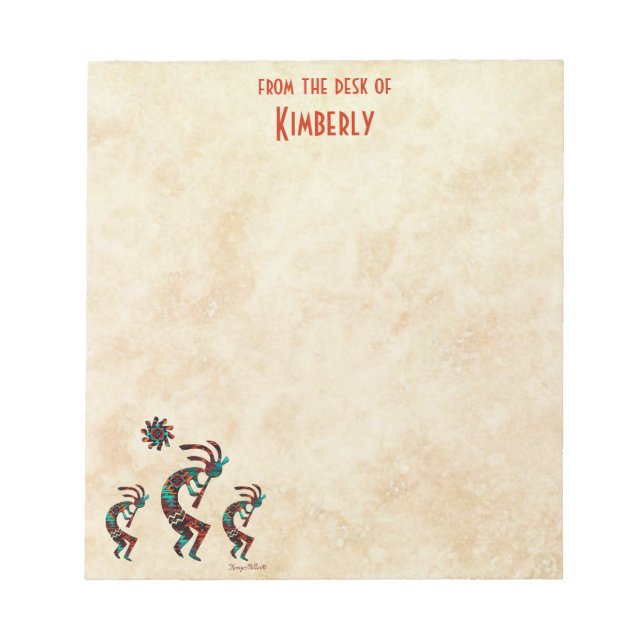 Three Kokopelli Playing The Flute Notepad (Front)
