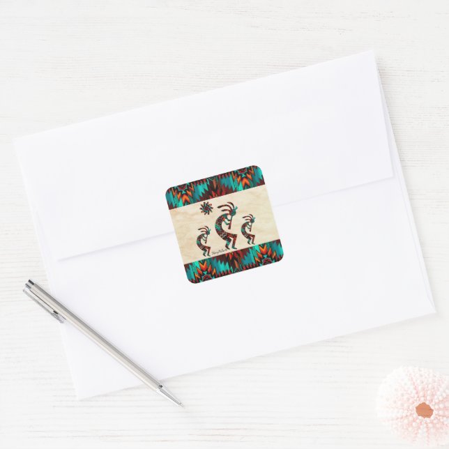 Three Kokopelli Square Sticker (Envelope)