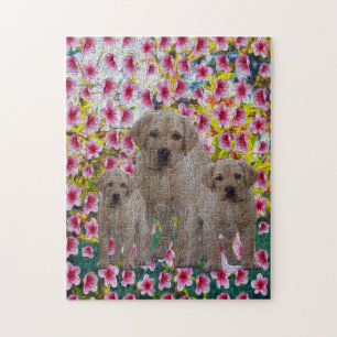 Three Labrador Puppies Oil Painted, Jigsaw Puzzle