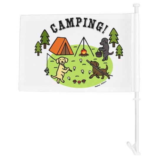 Three Labradors Camping Flag