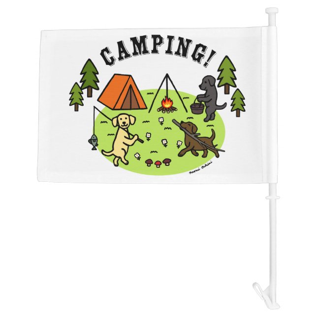 Three Labradors Camping Flag (Back)