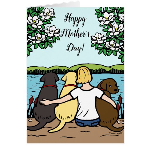 Three Labradors Mother's Day Blonde Short Card 