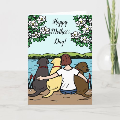 Three Labradors Mothers Day Brown Short Card