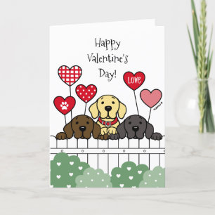 Three Labradors Watching Valentine Holiday Card