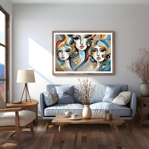 Three Ladies Modern Art Poster