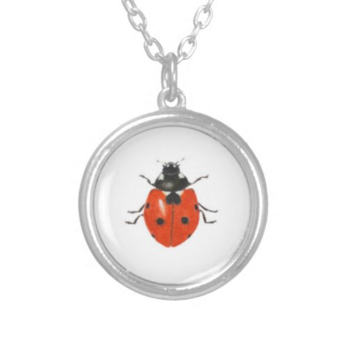 Three ladybirds 2013 silver plated necklace