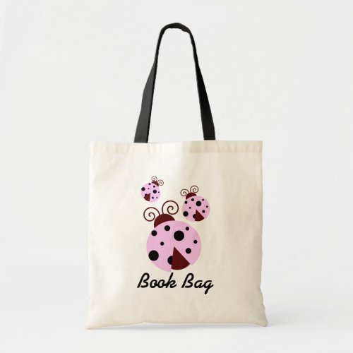 Three ladybug Book Bagpink and black bugs Tote Bag