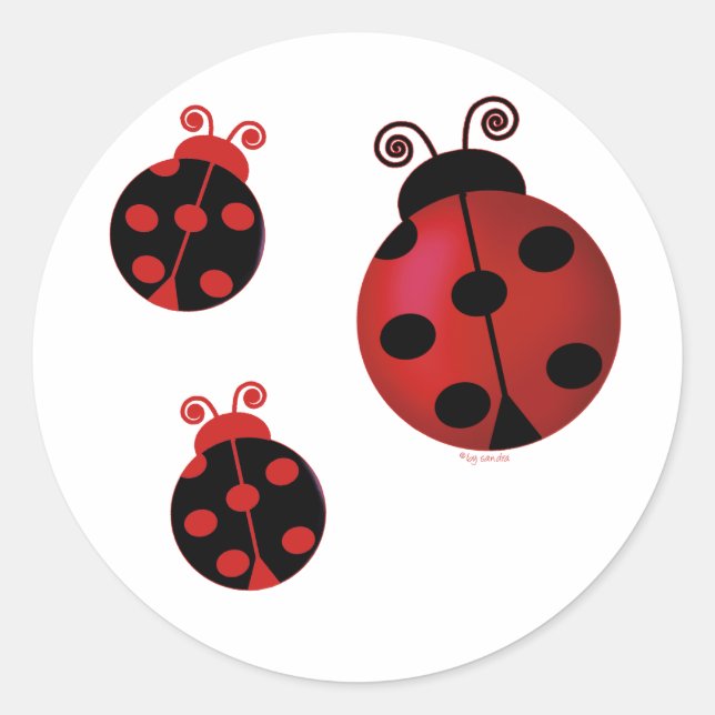 Three Ladybugs Classic Round Sticker (Front)