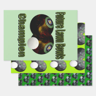 Three Lawn Bowls Designs, Wrapping Paper Sheets